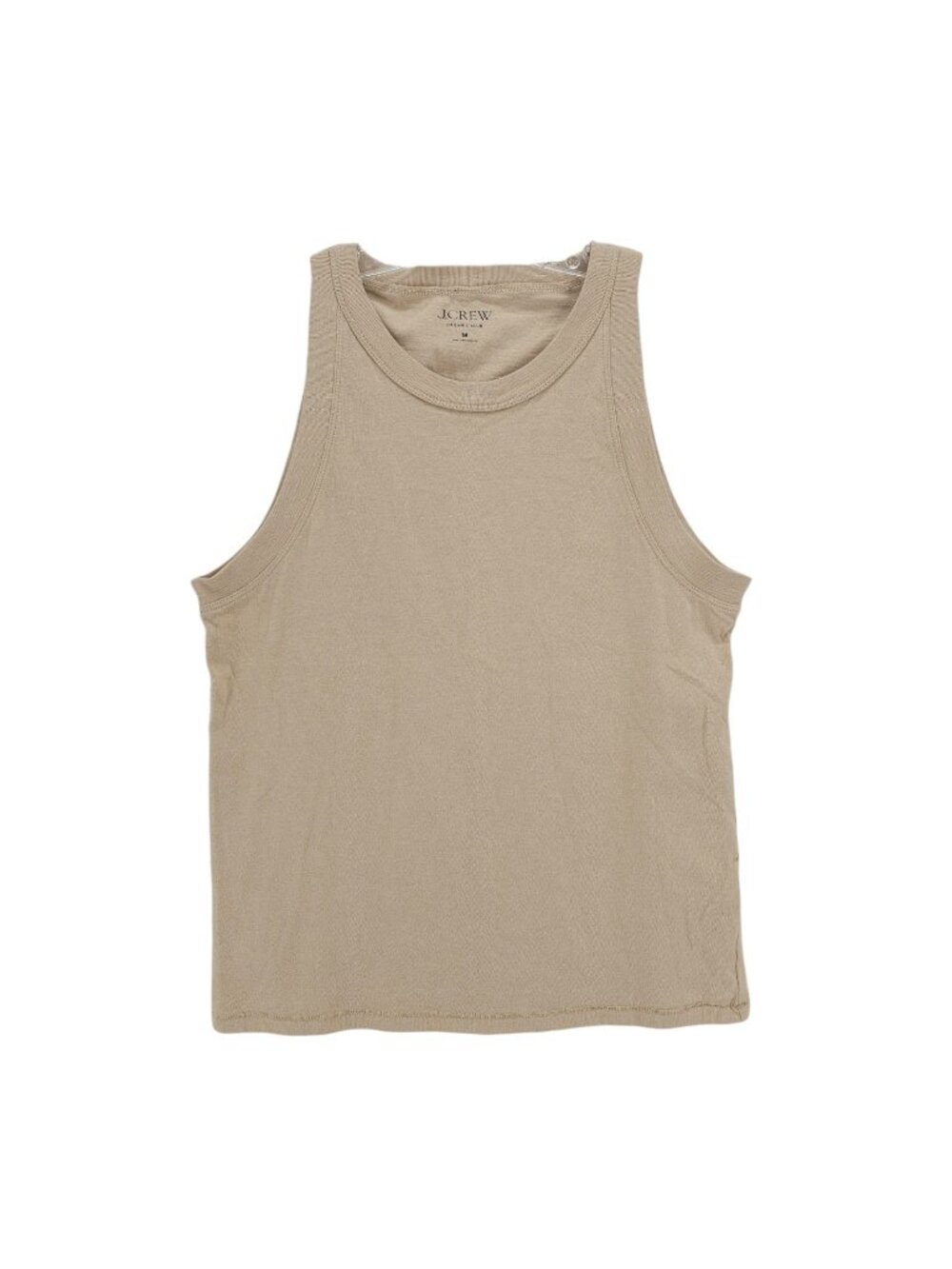 J CREW Organic Slub High Neck Tank Top Beige  Size MEDIUM